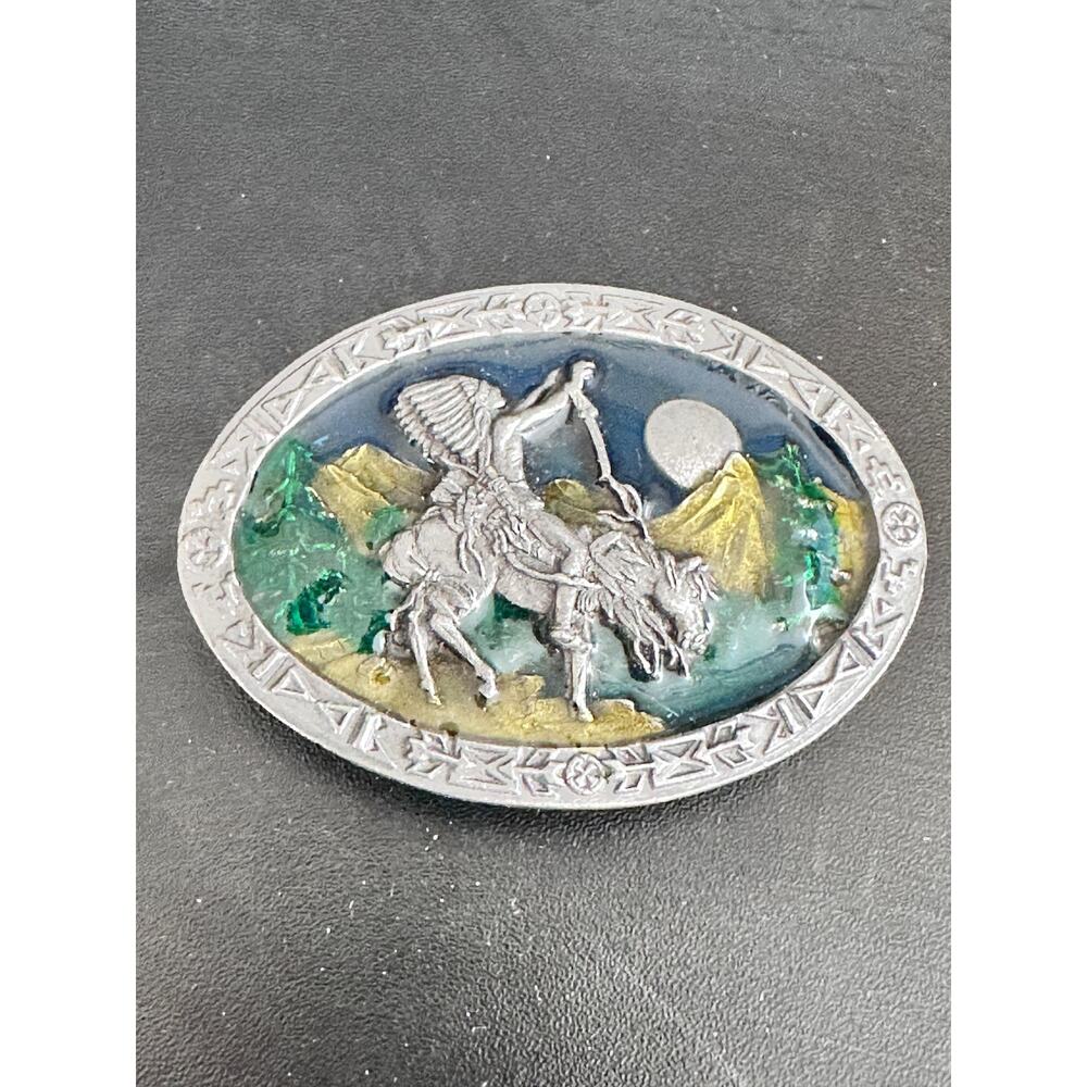 Vintage 1992 Bergamont Western Chief Joseph Enameled Belt Buckle
